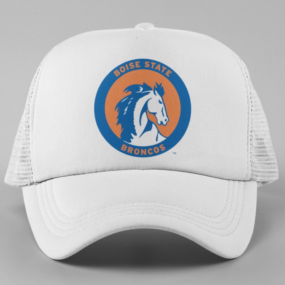 NEW Boise State Broncos 1969 Retro Circle Foam Trucker Snapback Hat WHITE